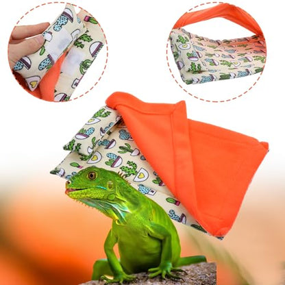 3 Pack Bearded Dragon Bed, Reptile Sleeping Bag, Reptile Pets' Sleeping Bag Set with Pillow Lizard Sleeping Bag Blanket Soft Warm Hideout Terrariums Accessories for Reptile Lizard Bearded Dragon