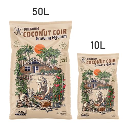 Happy Trees Coco Coir Loose Coconut Fiber Growing Medium, Potting Mix, Seed-Starting, Premium Quality, Triple-Washed for Low Salt/EC, pH Balanced, Peat-Free, Organic, 9 Quarts (10L)