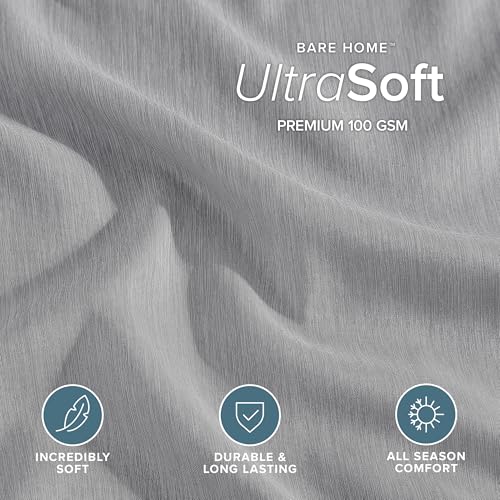 Bare Home Bedding Duvet Cover Twin/Twin Extra Long Size - Premium 1800 Super Soft Collection - Lightweight, Soft Textured Duvet Cover (Twin/Twin XL, Heathered Charcoal) - color: 32 - Heathered Charcoal (No Comforter), size: Twin/Twin XL