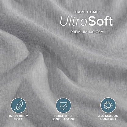 Bare Home Bedding Duvet Cover Twin/Twin Extra Long Size - Premium 1800 Super Soft Collection - Lightweight, Soft Textured Duvet Cover (Twin/Twin XL, Heathered Charcoal) - color: 32 - Heathered Charcoal (No Comforter), size: Twin/Twin XL