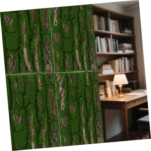 Healifty Simulated Moss Turf Outside Fake Moss Faux Terrarium Ornament Garden Landscape Decoration Fairy Garden Decor Reptile Bark Backdrop Artificial Mat Fake Bark Wooden Green