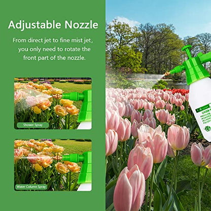 Garden Pump Sprayer,68oz/34oz Hand-held Pressure Sprayer Bottle for Lawn with Safety Value&Adjustable Nozzle, for Watering,Spraying Weeds,Home Cleaning and Car Washing,0.5 Gallon - size: 51oz