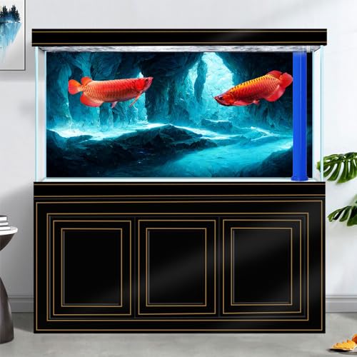 30X12 Inches Fish Tank Background, Underwater Cave Terrarium Background Decor, Blue Landscape Stone Durable Polyester Background with 8 EVA Double-Sided Tapes - color: blue-02, size: 30X12in/75X30cm