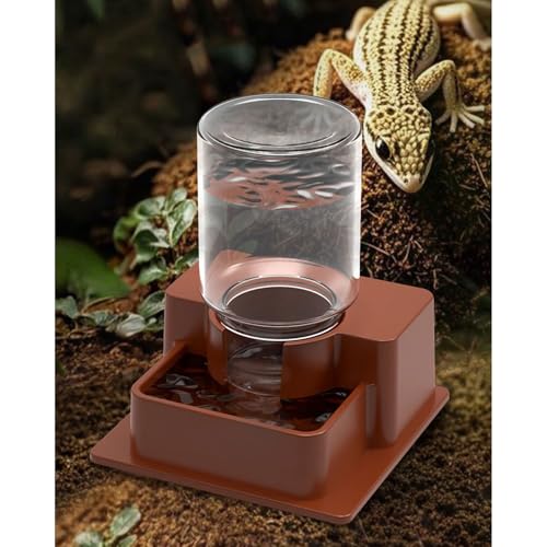 Reptile Auto Refill Water Dispenser, Quiet Operation Clear Monitor for Turtles, Lizards & Pets - color: Brown