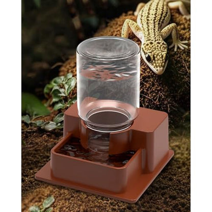 Reptile Auto Refill Water Dispenser, Quiet Operation Clear Monitor for Turtles, Lizards & Pets - color: Brown