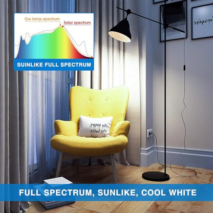 BORCCDIT Full Spectrum 6000K Natural Sunlight Bulbs, 9W Equivalent to 60W, Cool White Light, A19, E26/E27 Base (Pack of 4) - color: 6000k Cool White, size: 4 Packs