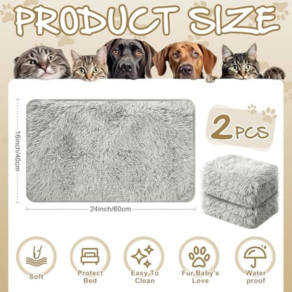 2 Pcs Guinea Pig Warm Bed Mat Small Pet Blankets Dog Bedding Guinea Pig Fleece Cage Liners Washable Waterproof Mats Sleep Pad Cover Hamster Cat Dog Cage Liners Accessories(Rectangle,24 x 16) - size: 24 x 16"
