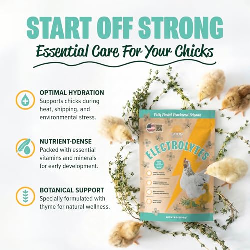 Eaton Pet & Pasture Poultry Electrolytes Powder for Chickens & Chicks – Hydration & Stress Support Supplement with Vitamins, Minerals & Amino Acids – Electrolyte Mix for Backyard Poultry Flocks