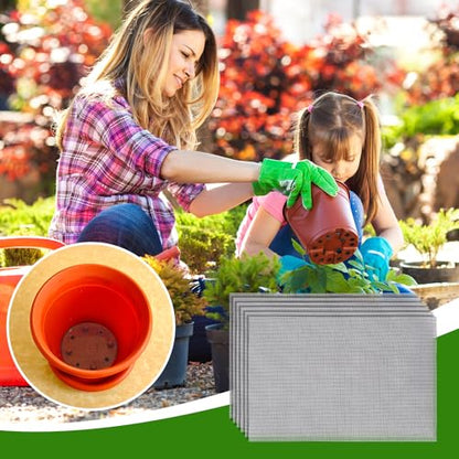 10pcs Flower Pot Hole Mesh Pad, 11.8x7.8 Inch Bonsai Mesh Drainage Screens Plant Pot Drainage Mesh Plant Screen Mesh Preventing Soil Leakage - color: Black