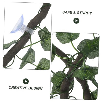 Sosoport 1m Jungle Vines for Reptiles Flexible Artificial Decor with Suckers Leaf for Lizard Frogs Snakes Creative DIY Habitat Ornament for Terrarium and Aquarium Use