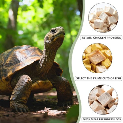 Freeze-Dried Chicken, Duck & Fish for Turtle Treats | 3 oz Canister of Aquatic Turtle Food | Protein Rich Diet for Red Eared Sliders, Box Turtles & Aquatic Pets (3 oz)
