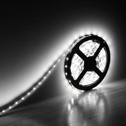 Water-Resistance IP65, 12V Waterproof Flexible LED Strip Light, 16.4ft/5m Cuttable LED Light Strips, 300 Units 3528 LEDs Lighting String, LED Tape(White) Power Adapter not Included - color: 1*16.4ft 3528 Cold White