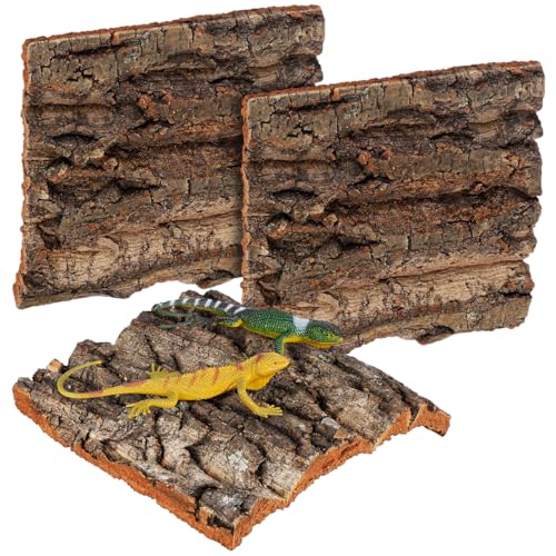 Toddmomy Reptile Cork Bark Tank Decor 4Pcs Natural Aquarium Background for Gecko Lizard Frog Bearded Dragon Terrarium Climbing Hiding - size: 4pcs