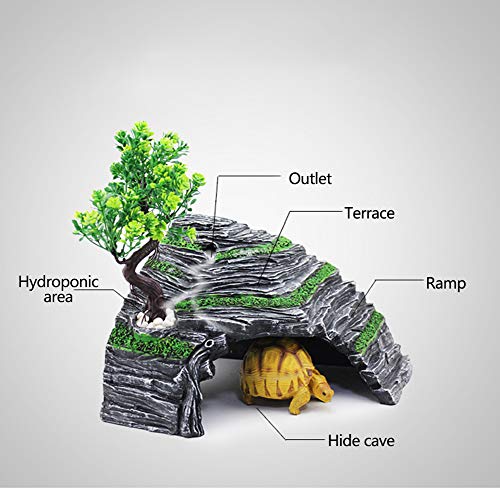 Reptile Box Shelter Terrarium Hideout Caves Turtle Ramp Basking Platform Habitat Decor Humidify Hide Cave Resin Rock - size: XXL