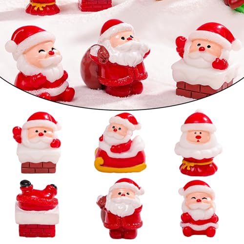 6 Pcs Mini Christmas Figurines Resin Mini Santa Claus Different Shapes 3D Figurines Ornaments for Home School Office Table Decoration Christmas Holiday Party Supplies - color: Styl3