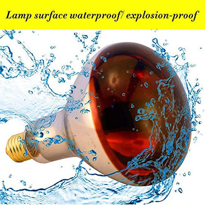 Heat Lamp Bulb R115 250 Watt 2 Pack Infrared Glass Lamp Bulb for Food Service, Brooder Bulb, Chicks, Pet, Bathroom, Light Therapy, Reptiles and Amphibian Use E26 Base - style: R115/250W