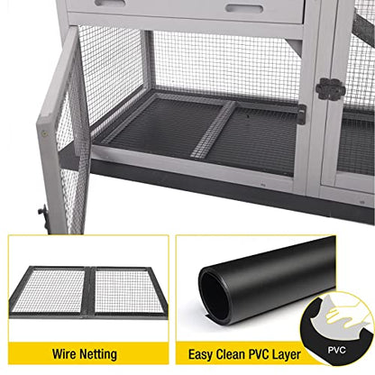 Aivituvin Rabbit Hutch Outdoor Chickecn Coop Indoor Bunny Cage with Pull Out Tray,Upgrade Version,Removable Bottom Wire Mesh 53.4" L x 23.6" W x 38.1" H - color: Deep Grey