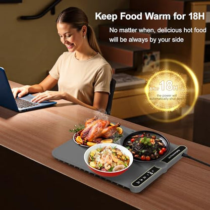 Small Food Warming Mat Portable Soft Food Warmers for Parties,Fermentation,Thaw,Countertop Electric Warming Mat for Food 9-Level Precise TEMP Control Keep Warming Last 18 Hours(Grey) - size: Grey-Small