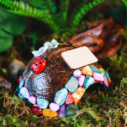 Reptile Hideouts, Handmade Handmade Reptile Home, Hide Cave for Crested Gecko, Leopard Gecko, Lizard, Snake, Crabs Hide Cave, Personalized Terrarium & Vivarium Décor （Butterfly） - style: Butterfly