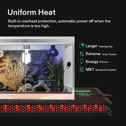 VIVOSUN Reptile Heating Pad 6x8 Inch with Thermostat Combo Under Tank Terrarium Heating Mat for Turtles, Lizards, Frogs, and Other Reptiles - size: 6X8 Inch with Thermostat