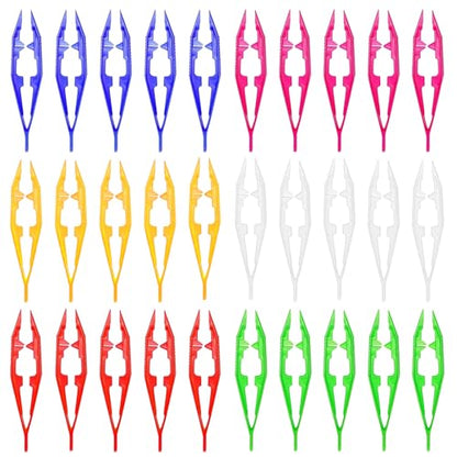 ZIQON 30PCS Plastic Tweezers Beads Tweezers for Dried Flowers Handmade Bead Tweezer Plastic Forceps Craft Tweezer for DIY Bead Jewelry Making Beading Project (30)