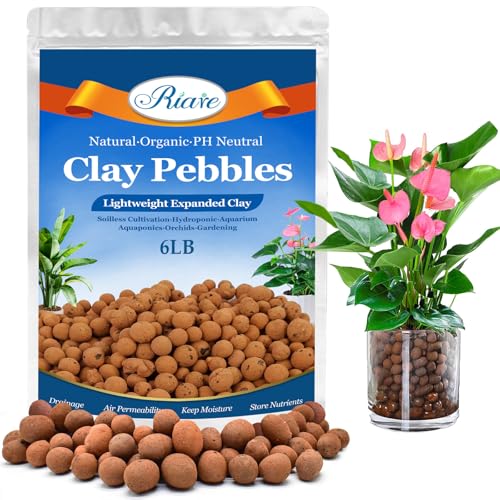 Riare 6 LB Organic Leca Clay Pebbles for Plants- 4mm-16mm Natural Leca Clay Balls Lightweight Hydroponic Clay Pebbles for Indoor Plants, Hydroponics Growing, Orchids Drainage, Aquaponics, Terrariums - color: 6LB