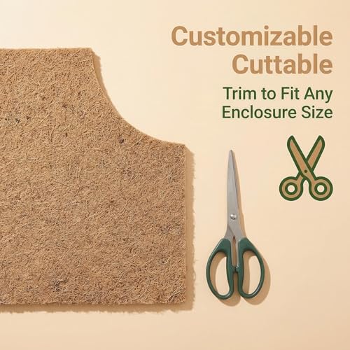 Reptile Carpet 30"x12" 2 PCS Coconut Fiber Mat for 20 Gallon Reptile Tank,Tortoise Habitat Bedding Liner for Snake,Turtle,Lizard,Bearded Dragon,Gecko Cage Accessories
