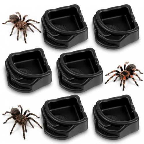 6 Pcs Spider Micro Water Bowls, Tarantula Enclosure Accessories, Mini Resin Dish for Tarantula, Spider, Millipede and Tiny Reptiles, Small Reptile Food Dish Bowl (1.65" D, 0.59" H)