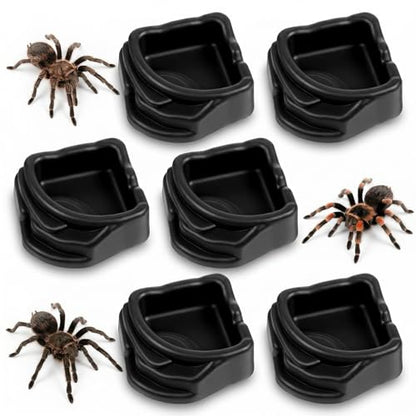6 Pcs Spider Micro Water Bowls, Tarantula Enclosure Accessories, Mini Resin Dish for Tarantula, Spider, Millipede and Tiny Reptiles, Small Reptile Food Dish Bowl (1.65" D, 0.59" H)