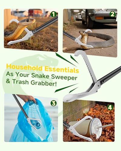 Snake Grabber Tool, 59in Professional Snake Tongs, All-Aluminum Alloy Reptile Catcher Grabber with Anti-Slip Grip, Wide Jaw Multi-Function Handling Tool with Lock - size: 59 inch