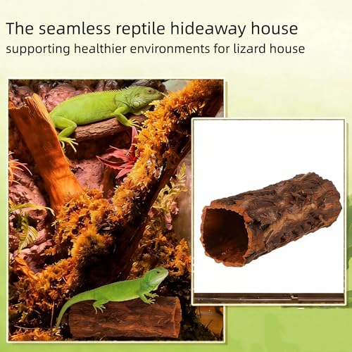 Natural Cork Bark for Reptile Hideout: Round Cork Bark Tube Terrarium Log Cave Wood Climbing Hide for Gecko Lizard Snakes Hermit Crabs Frog 3. 14×7. 8"
