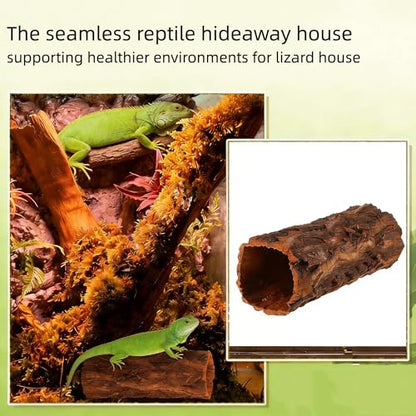 Natural Cork Bark for Reptile Hideout: Round Cork Bark Tube Terrarium Log Cave Wood Climbing Hide for Gecko Lizard Snakes Hermit Crabs Frog 3. 14×7. 8"