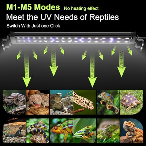 22W LED UVB Light for Reptiles Terrarium Light Extendable Reptile Tank Light with Controller ＆Dimming and 5 UVI Modes Full Spectrum Brilliant White Blue Red Lights for Bearded Dragon, Gecko - size: 22W-30IN