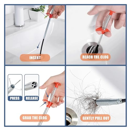 Drain Snake,61 inch Flexible Grabber Claw Pick Up Reacher Tool,Drain Clog Remover - Gutter Cleaning Tools for Home Sink, Bathroom Tub,Drain, Toilet, Tight Spaces - style: 61"