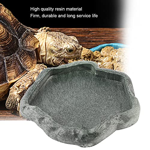 AYNEFY Reptile Food Water Rock Bowls,Resin Reptile Feeder Lizard Feeding Dish Amphibian Feeder Bowl Terrarium Decor for Bearded Dragons Leopard Gecko Frog Snake(Emerald - size: S