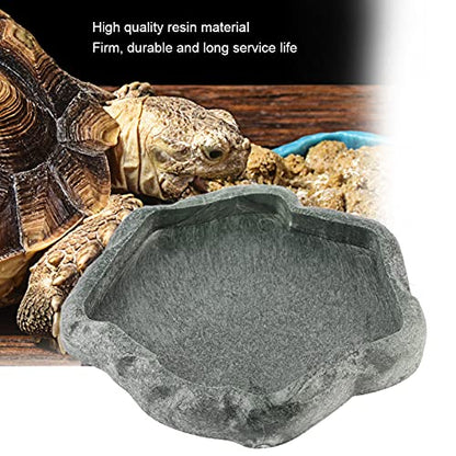 AYNEFY Reptile Food Water Rock Bowls,Resin Reptile Feeder Lizard Feeding Dish Amphibian Feeder Bowl Terrarium Decor for Bearded Dragons Leopard Gecko Frog Snake(Emerald - size: S