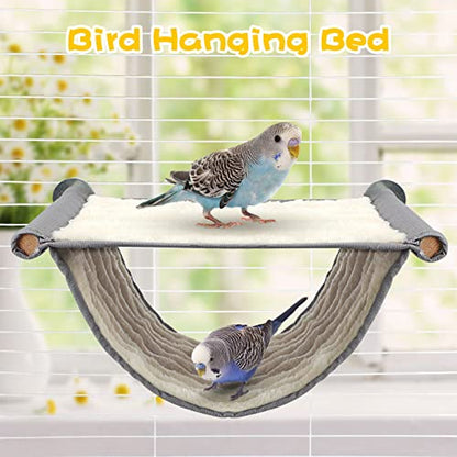 BWOGUE Winter Warm Bird Nest Bed Hanging Hammock Snuggle Hut Parrot House Tent Toy Bird Cage Perch for Parakeet Budgies Cockatiels Lovebird Cockatoo Finch Hamster Chinchilla Guinea Pig(Medium, Grey) - color: Grey, size: Medium (9"x7.2")