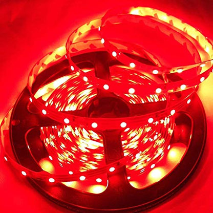 Water-Resistance IP65, 12V Waterproof Flexible LED Strip Light, 16.4ft/5m Cuttable LED Light Strips, 300 Units 3528 LEDs Lighting String, LED Tape(Red) Power Adapter not Included - color: 1*16.4ft 3528 Red