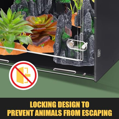 Reptile Tank 12x12x18 Terrarium – PVC Reptile Enclosure for Gecko, Snake, and Lizard – Compact Tree-Dwelling Terrarium for Small Pets - size: 12"12"18"