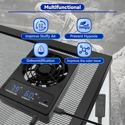 Dehumidifier for Rainforest Terrarium Vivarium,reptile tank fan,Ventilation Fan For Reptile Enclosure,Improving Air Circulation For Amphibians, Reptiles and Lizard、Bearded Dragon、Tortoise、Snake