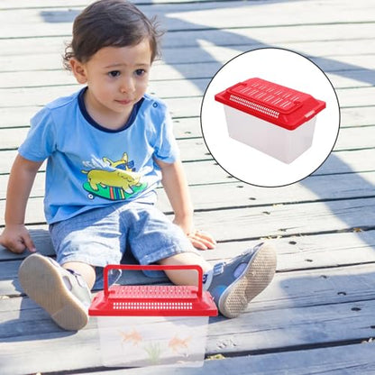 FOMIYES Portable Fish Tank Handheld Aquarium Transparent Turtle Box Small Pet Transport Container for Hamster Reptile and Turtle
