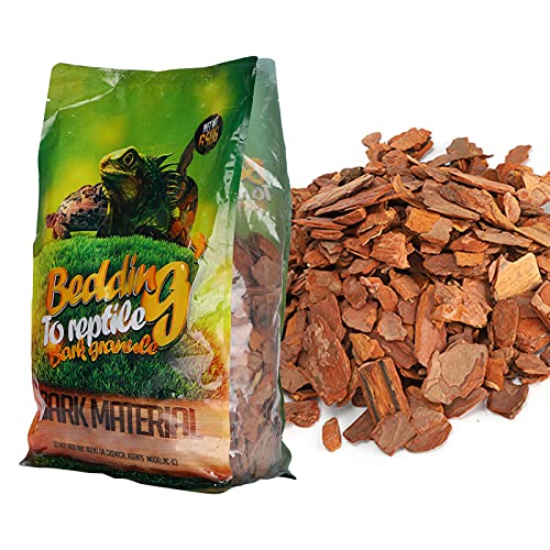flexman 1Bag Reptile Bark Chips, 650g Forest Terrain Bark Fine Chips Bedding Brick for Lizards Tortoises Snakes Geckos Frogs (Brown) - size: Large particles