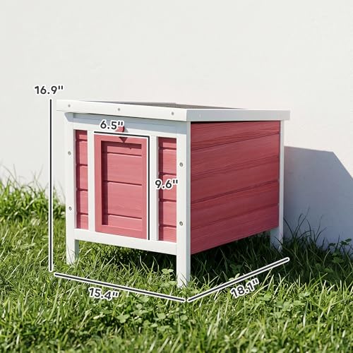 PawHut Small Wooden Rabbit Hutch Bunny Cage Guinea Pig Cage Duck House Dog House with Openable & Waterproof Roof, Red - color: Red