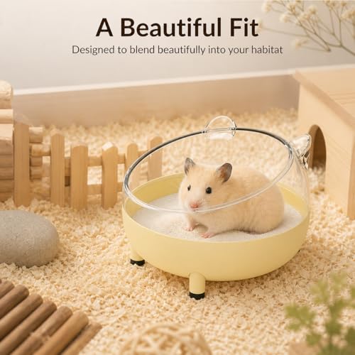 Meow&Woof Hamster Sand Bath Container, Large Sandbox Toilet Gerbil Batheoom, Tiny Chinchilla Dust Bathtub Sand Bath Box for Hamster Cage Accessories 5.2 Inch-Yellow - color: Yellow