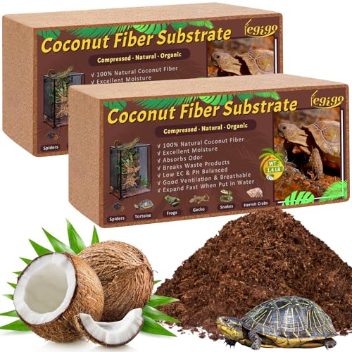 Legigo 2 Pack Coconut Fiber Substrate, Natural Coco Coir Bedding for Reptiles Turtles, Tortoises, Snake, Hermit Crab, Gecko, Lizard, Bioactive Terrarium Soil for Humidity Control and Plant Substrate - color: 2 Pack