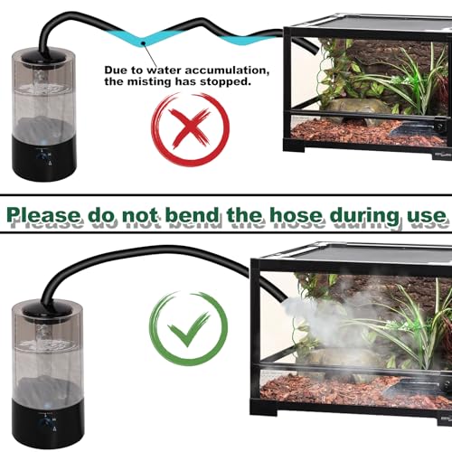 4L Reptile Humidifier Fogger with Extended Hose - Adjustable & Quiet Fogger/Mister for Chameleon, Bearded Dragon, Amphibians - Large Capacity(Black) - color: Black