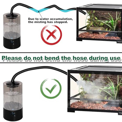 4L Reptile Humidifier Fogger with Extended Hose - Adjustable & Quiet Fogger/Mister for Chameleon, Bearded Dragon, Amphibians - Large Capacity(Black) - color: Black