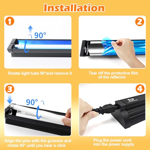 T5 UVB Reptile Light Fixture Combo Kit 8W 10.0 – Complete HO UVB Light for Reptiles with 12.44" Terrarium Hood, Desert UVB Bulb for Bearded Dragon Gecko Tortoise Lizard – Easy to Install and Use - size: 10.0-12.44 in
