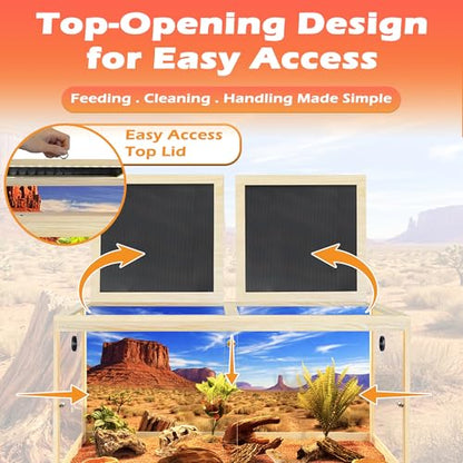 PROLEE 120 Gallon Bearded Dragon Tank with Leg, 4x2x2 Reptile Enclosure with Tempered Glass Sliding Doors, Lockable Front Opening and Metal Mesh Top, Large Terrarium for Lizards and Snakes, Oak - color: Oak