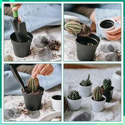 Shappy 200 Pcs Mesh for Plant Pot Drainage Screen 2 Inch 4 Inch Drainage Mesh Round Flower Pot Hole Grid Screen Cover Pad Bonsai Bottom Grid Mat Gardening Reusable Essentials for Prevent Soil Loss
